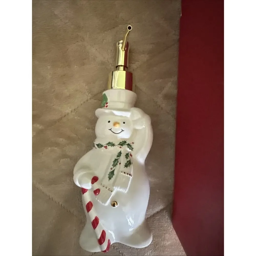 LENOX Snowman HAPPY HOLLY DAYS Soap Dispenser 8.5